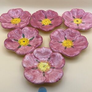 VINTAGE FRANCISCAN SET 4 DESERT ROSE TEA BAG HOLDER or BUTTER HOLDERFLOWER